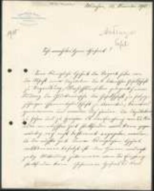 Brief von Otto Friedrich Castell-Castell an Unbekannt