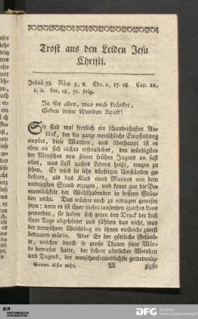 Trost aus den Leiden Jesu Christi.
