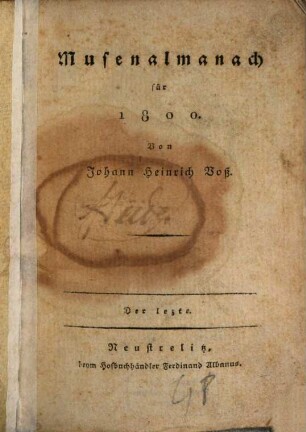Musen-Almanach. 1800, 1800