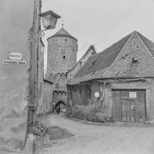 Bautzen, Nicolaipforte : Bautzen, Nicolaipforte. Blick von der Schloßstraße zum Nicolaiturm