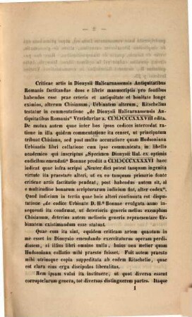 Exercitationes crit. in Dionysii Halicarnassensis antiquitates Romanas : Commentatio philol. (inaug.)