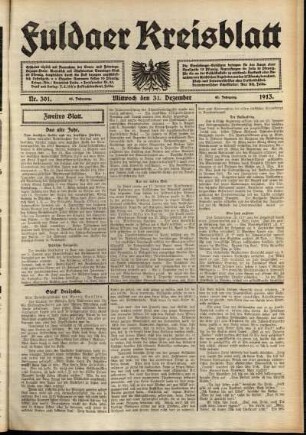 Zweite Ausgabe vom Mittwoch, den 31. Dezember 1913.