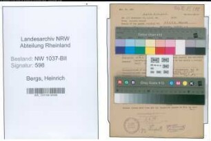 Entnazifizierung Heinrich Bergs , geb. 29.10.1899 (Dachdecker)