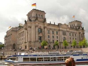 Reichstagsgebäude von der Spree gesehen
