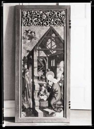 Kirche; Hochaltar, linker Flügel innen, Geburt Christ, nach Instandsetzung
