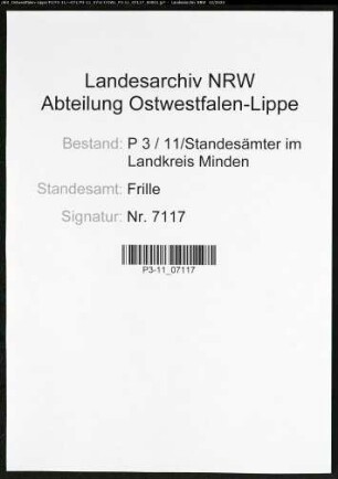 Sterberegister Standesamt Frille
