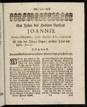 337-356, Am Festag des heiligen Aposteis Joannis. - Am Festag des heiligen Pabst Sylvester.