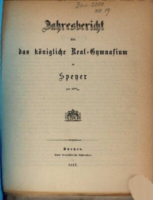 Jahresbericht über das Königlich-Bayerische Realgymnasium : für ... 1866/67