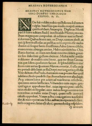 Erasmus Roterodamus Martino Dorpio Theologo Eximio. S. D.