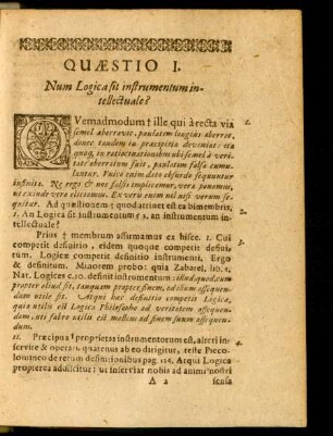 Quaestio I. Num Logica sit instrumentum intellectuale?