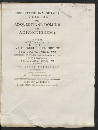 Dissertatio Inauguralis Juridica De Adquisitione Dominii Per Adjunctionem