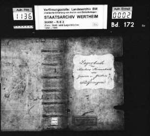 Lagerbuch des Klosters Bronnbach über Zinsen und Gülten zu Pülfringen (mit Namensregister)