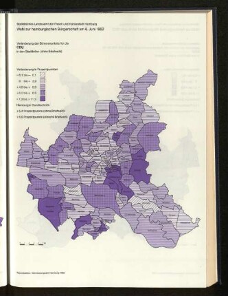 Veränderung der Stimmenanteile für die CDU in den Stadtteilen