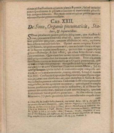 Cap. XXII. De Sono, Organis pneumaticis, Statuis, & loquentibus.