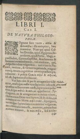 Cap. I. De Natura Philosophiae