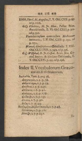 Index II. Vocabulorum Graeccorum & Hebraicorum