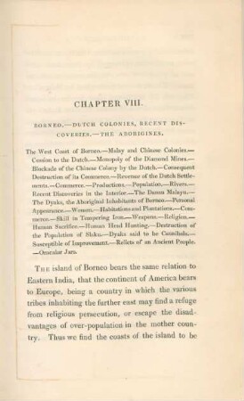 Chapter VIII. Borneo - Dutch Colonies, recent discoveries - the Aborigines