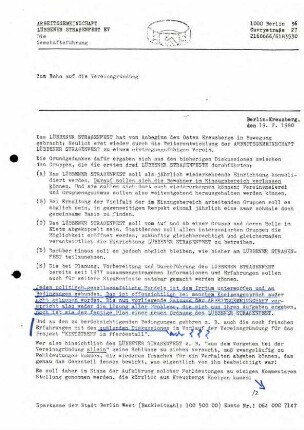 Stellungnahmen und Sitzungsprotokoll:               Verein Arbeitsgemeinschaft Lübbener Straßenfest, 1980