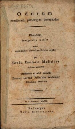 Odorum consideratio pathologico-therapeutica