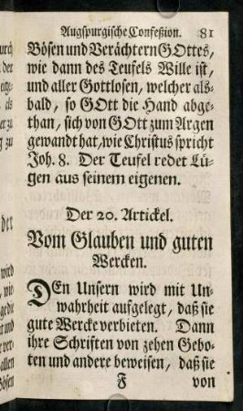 81-92, Der 20. Artickel. Vom Glauben und guten Wercken.