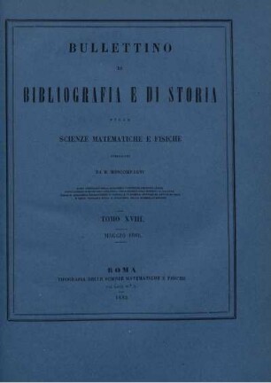 Tomo XVIII. Maggio 1885.