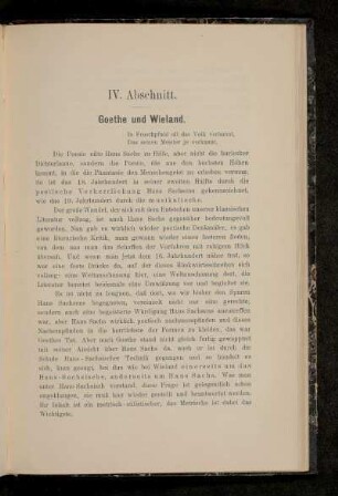 IV. Abschnitt. Goethe und Wieland.