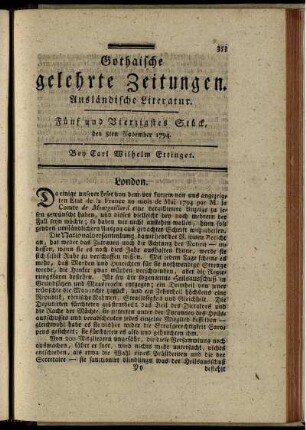 Fünf und Vierzigstes Stück, den 8ten November 1794.