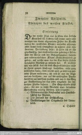 Zweyter Abschnitt. Therapie des weißen Flusses