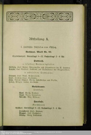 Abtheilung A. Behördenverzeichnis : Abtheilung A. Behörden und Anstalten