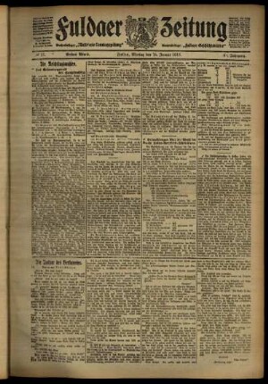Erste Ausgabe vom Montag, den 15. Januar 1912.