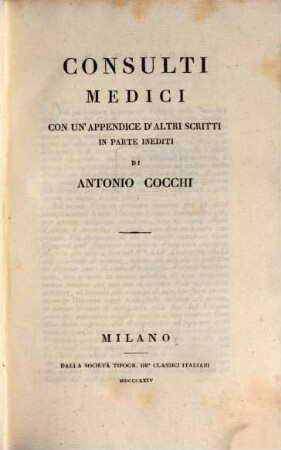 Opere. 3, Consulti medici : con un'appendice d'altri scritti in parte inediti