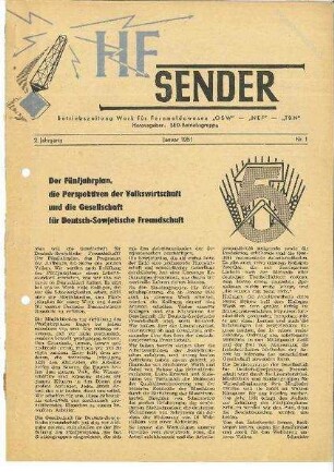 Betriebszeitung HF-Sender vom Januar 1951