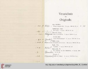 Verzeichnis der Originale (Nr. 1-486)