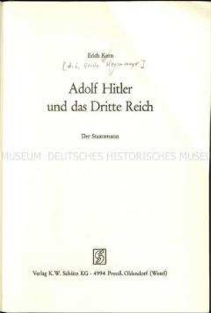 Geschichstrevisionistsche Veröffentlichung über Adolf Hitler und das Dritte Reich