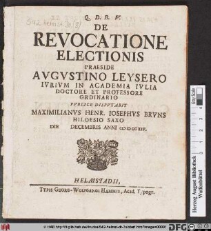 De Revocatione Electionis