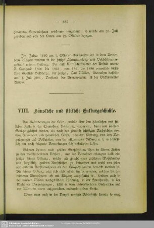VIII. Häusliche und sittliche Culturgeschichte