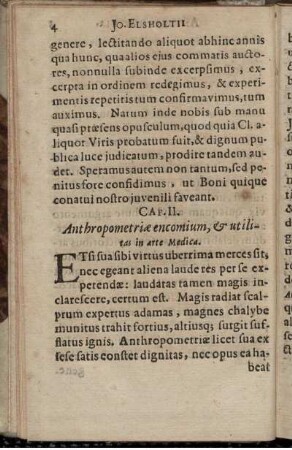 Cap. II. Anthropometriae encomium, & utilitas in arte Medica