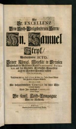 1r-2v, Als Sr. Excellenz Dem Hoch-Edelgebohrnen Herrn ...
