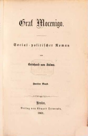Graf Mocenigo : social.-polit. Roman, 2