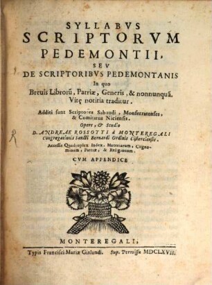 Syllabus Scriptorum Pedemontii