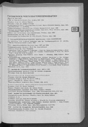 Seminare, Institute und Einrichtungen