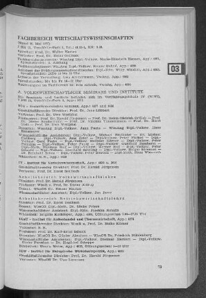 Seminare, Institute und Einrichtungen