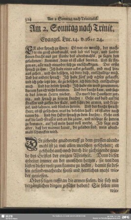 Am 2. Sonntag nach Trinit. Evangel. Luc. 14 v. 16-24