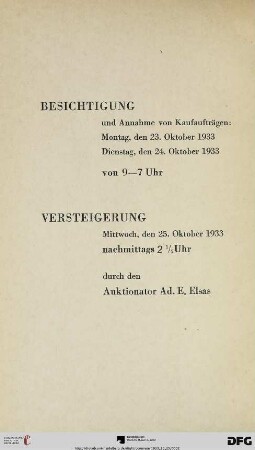 Besichtigung/Versteigerung