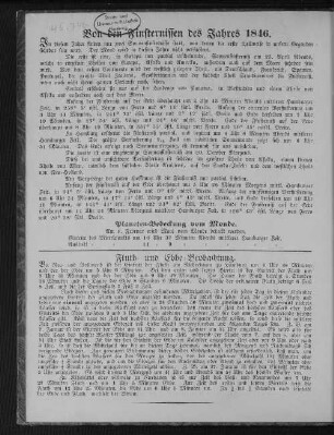Von den Finsternissen des Jahres 1846.