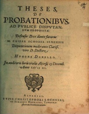 Theses de probationibus : ad publice disputandum propositae