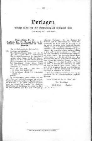 Vorlagen welche nicht für die Oeffentlichkeit bestimmt sind., 04. April 1900