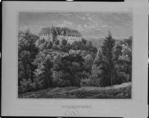 Scharfenberg, Tafel 54. Stahlstich; 76 x 99 mm (Bildspiegel mit Rand). Aus: Schiffner, Albert: Beschreibung von Sachsen und der Ernestinischen, Reußischen und Schwarzburgischen Lande. Stuttgart, 1840. Dresden: SLUB Hist.Sax.A.296