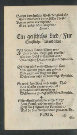 Ein geistlichs Lied/ Für Christliche Wanderleut.