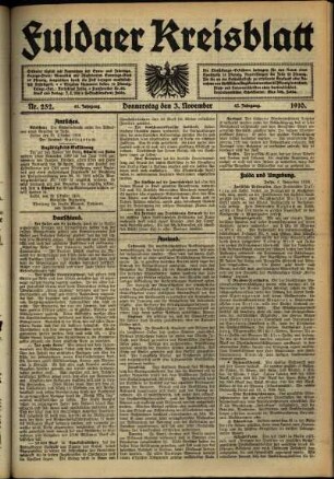 Ausgabe vom Donnerstag, den 03. November 1910.